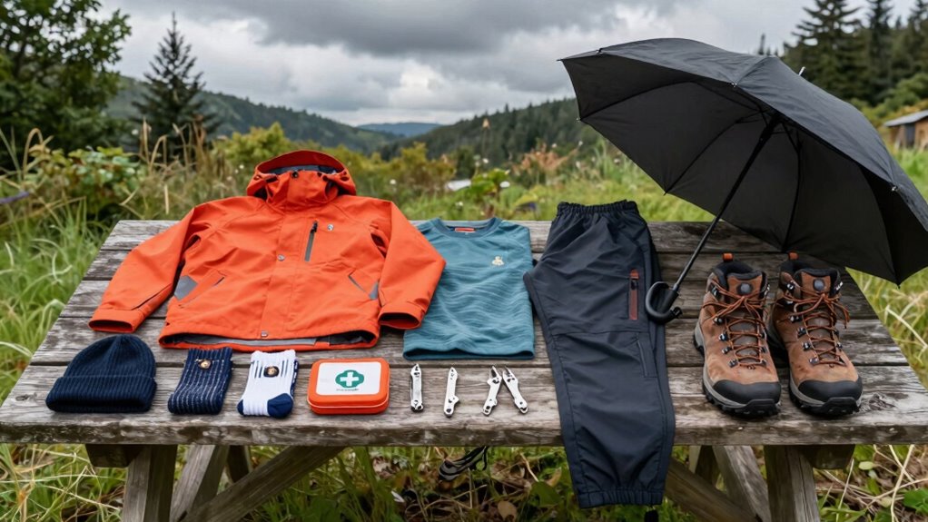 layered clothing and essentials