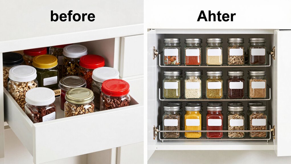 organize spices with airtight containers