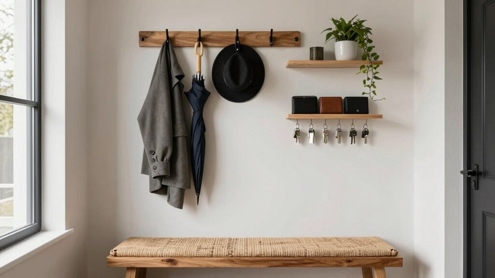 organized entryway with hooks