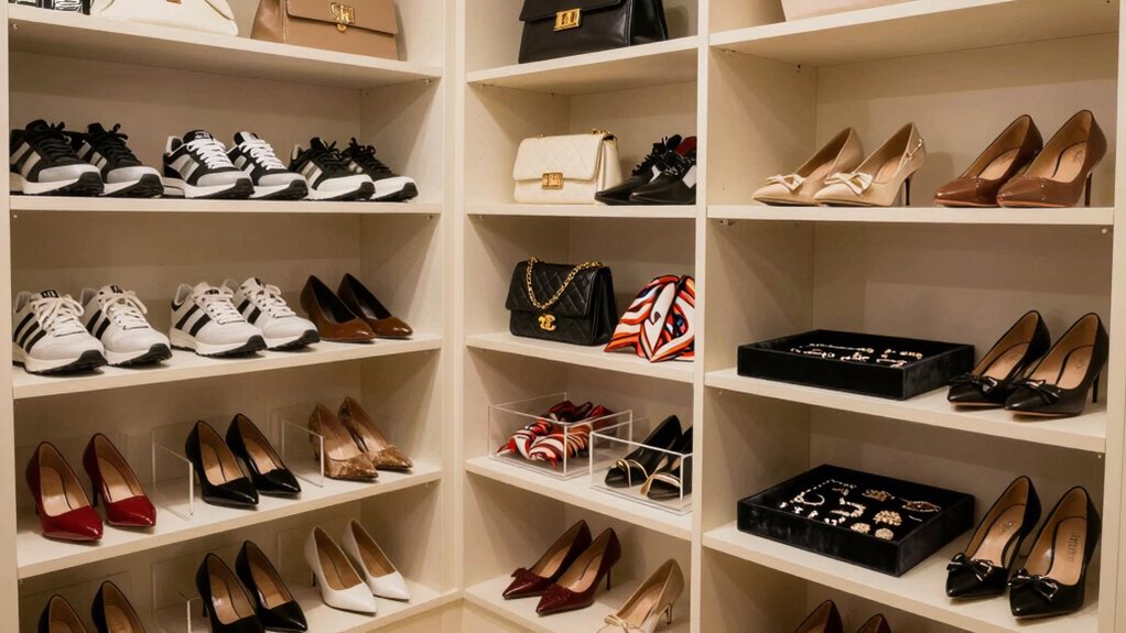 organized shoe and accessory zones