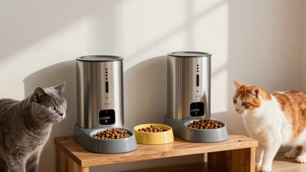 peaceful organized cat feeding