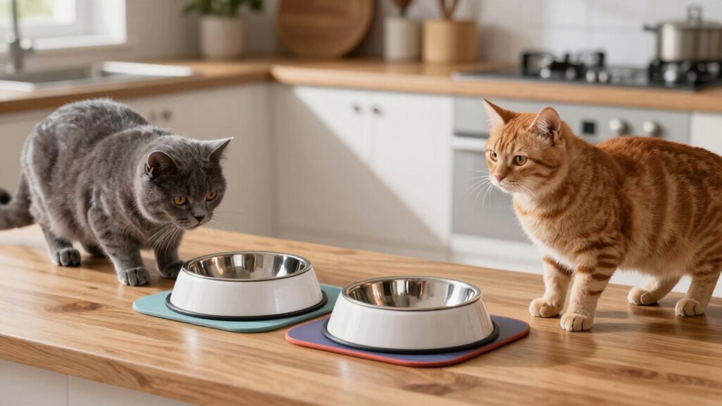 separate feeding areas and routines